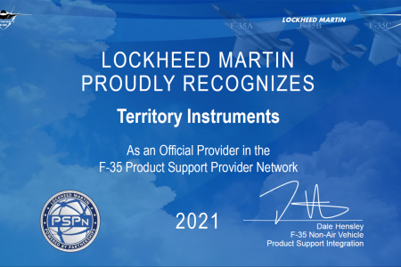 F-35 PSPN Lockheed Martin recognises Territory Instruments based in Darwin Australia as an official provider in the F-35 Product Support Provider Network